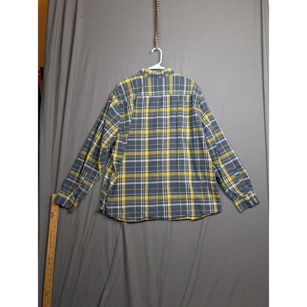 Banana Republic Mens XXL Blue Yellow‎ Plaid Ultra Soft Flannel Untucked Slim